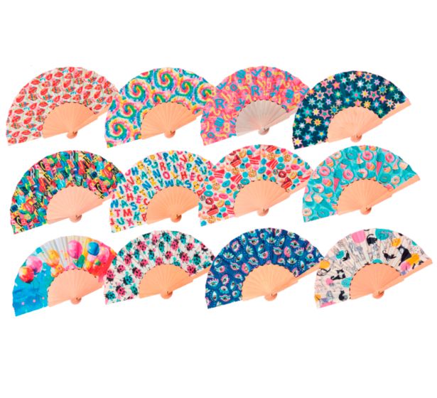 Ventaglio in legno e tessuto da Borsetta varie fantasie